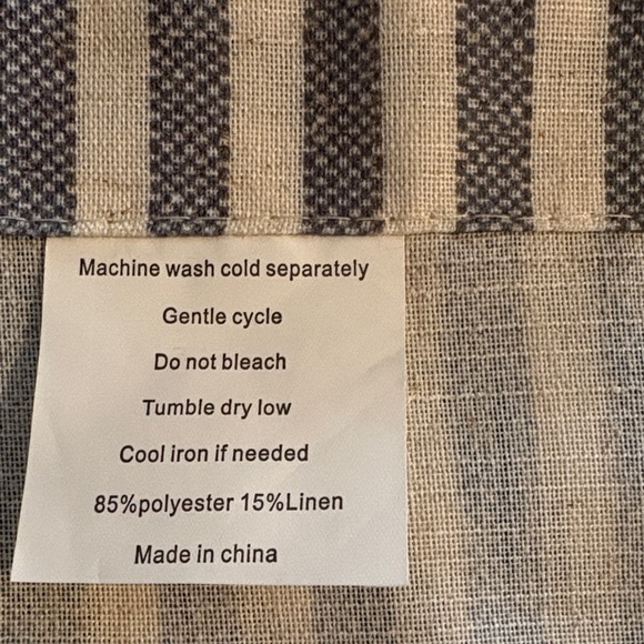 Blue and White Striped Tabbed Curtains - Picture 4 of 4